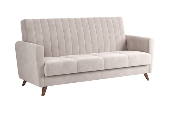 Диван-кровать прямой Монако велюр Вивальди 4 бежевый с пружинным блоком (высота опор - 120 мм)