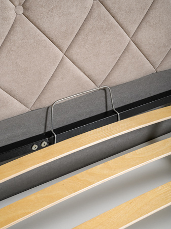 Кровать Марион 140 велюр OCEAN 005 темно-бежевый с ортопедическим основанием и подъемным механизмом (спальное место 140 х 200)