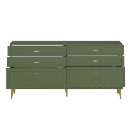 Комод Марион 16.256 дымчатый зеленый K521, олива шагрень AG 1050 ПВХ, белый PE шагрень