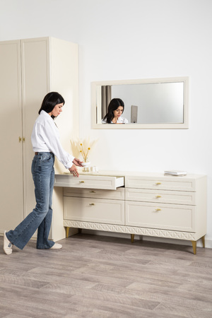 Комод Марион 16.256 Слоновая кость С341 PE, Слоновая кость 6898 ПВХ, Белый PE шагрень