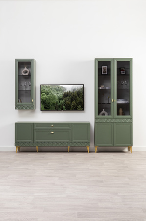 Шкаф навесной Марион 16.334 дымчатый зеленый K521, олива шагрень AG 1050 ПВХ (собирается на любую сторону)