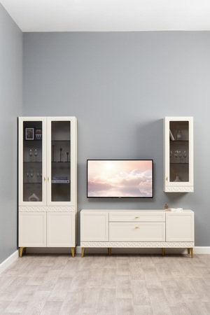 Шкаф навесной Марион 16.334 слоновая кость С341 PE, слоновая кость 6898 ПВХ (собирается на любую сторону)