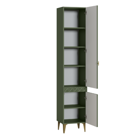 Шкаф-пенал Марион 16.333.01 дымчатый зеленый K521, олива шагрень AG 1050 ПВХ (собирается на любую сторону)