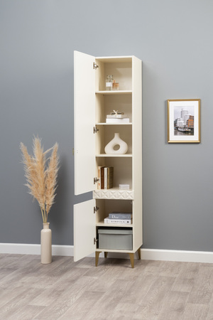 Гостиная Марион композиция 2 слоновая кость С341 PE, слоновая кость 6898 ПВХ, белый PE шагрень (собирается на любую сторону)