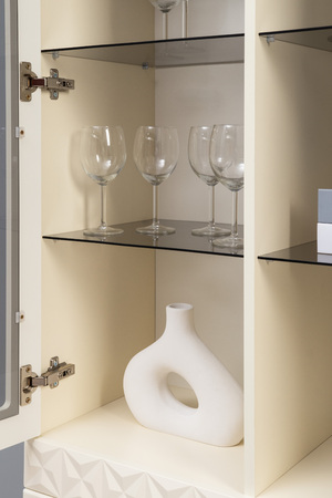 Шкаф-витрина Марион 16.397.02 слоновая кость С341 PE, слоновая кость 6898 ПВХ