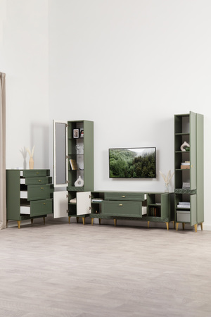 Тумба Марион 16.167 дымчатый зеленый K521, олива шагрень AG 1050 ПВХ, белый PE шагрень