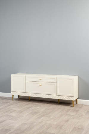 Гостиная Марион композиция 1 слоновая кость С341 PE, слоновая кость 6898 ПВХ, белый PE шагрень (собирается на любую сторону)