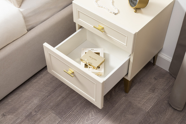 Тумба прикроватная Марион 16.14 слоновая кость С341 PE, слоновая кость 6898 ПВХ, белый PE шагрень