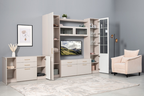 Комод Ричфорд 16.235 кашемир 5981 BS, моно керамика D166-2 ПВХ, белый PE шагрень