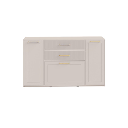 Гостиная Ричфорд композиция 2 с карнизами, кашемир 5981 BS, моно керамика D166-2 ПВХ, белый PE шагрень (собирается на любую сторону)