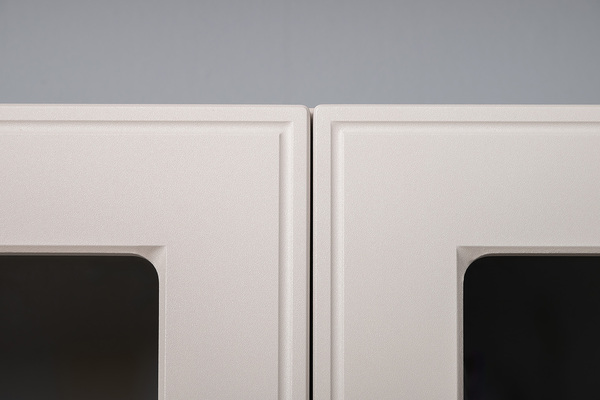 Гостиная Ричфорд композиция 1 с карнизами, кашемир 5981 BS, моно керамика D166-2 ПВХ, белый PE шагрень (собирается на любую сторону)