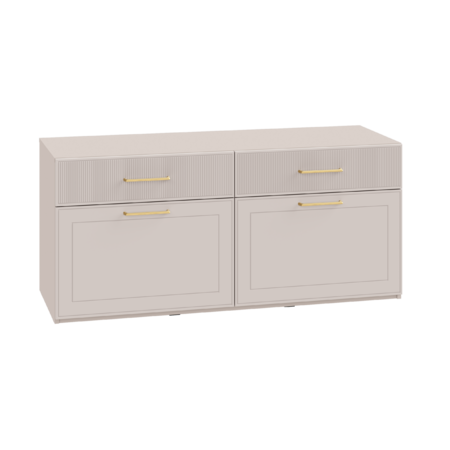 Гостиная Ричфорд композиция 2 с карнизами, кашемир 5981 BS, моно керамика D166-2 ПВХ, белый PE шагрень (собирается на любую сторону)